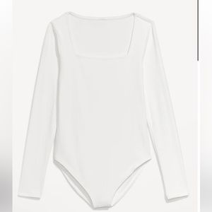 Long-Sleeve Square-Neck Rib-Knit Bodysuit for Women